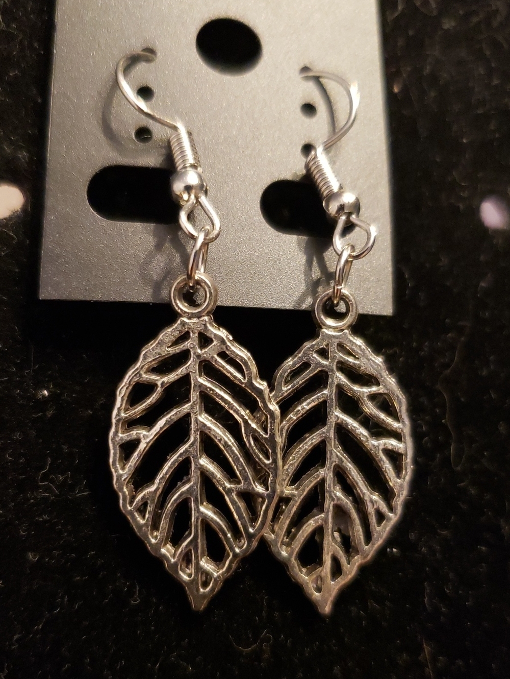 NEW Leaf Pierced Earrings, Modern, Minimalist, French Wires, Silvertone,1"